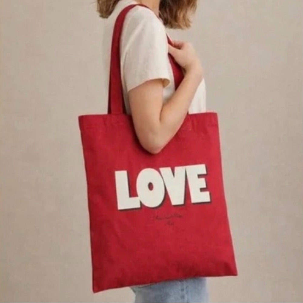 NWOT Sezane Love canvas red tote